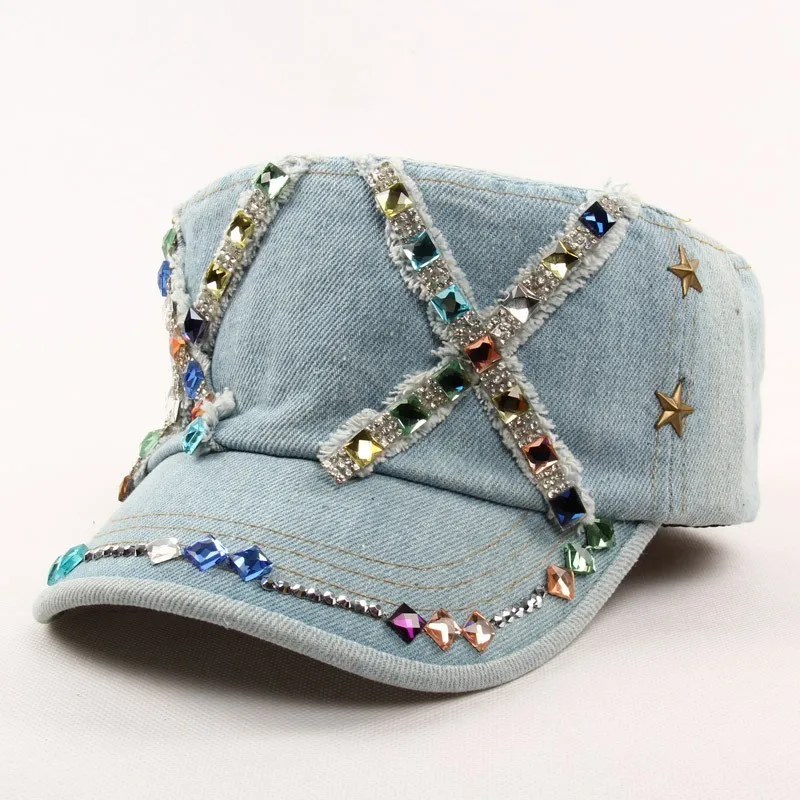 2019 женский со стразами ковбой остроконечные кепки леди джинсы для женщин бейсбол
