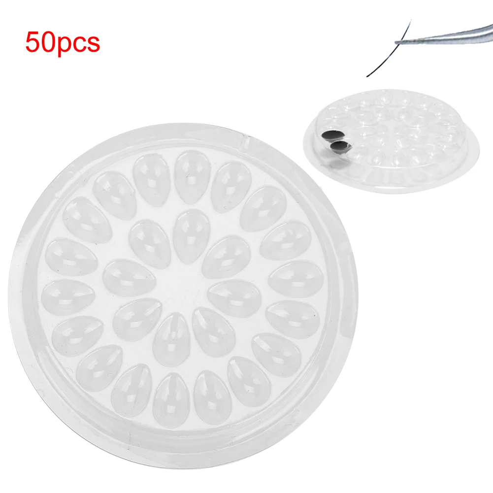 50pcs Disposable Eyelash Glue Holder Transparent Plastic Eye Lash Extension Stand Pads a | Красота и здоровье