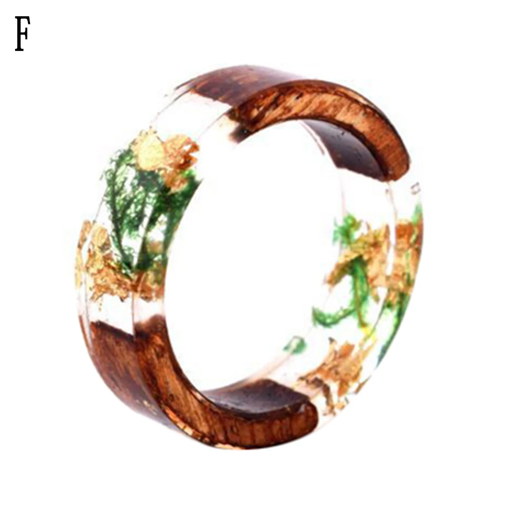 Креативное деревянное кольцо из смолы цветы растения внутри новинка