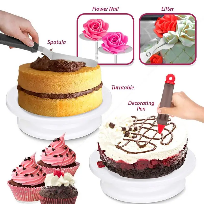 

164Pcs/set Cake Decorating Supplies Turntable Piping Tip Nozzle Pastry Bag Set DIY Cake Baking Tool
