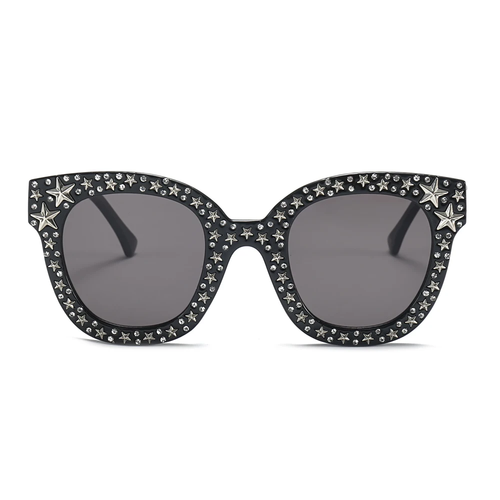 Aoron Pink Rhinestone Sunglasses Star Men Unisex Brown White Big Designer Black Shades For Women Female Uv400 | Аксессуары для