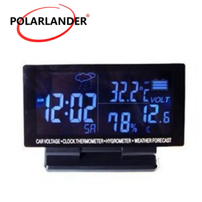 

12V DC Digital Car Thermometer Hygrometer Hygrothermograph 4in1 weather forecast Multifunctional electronic Voltage Clock
