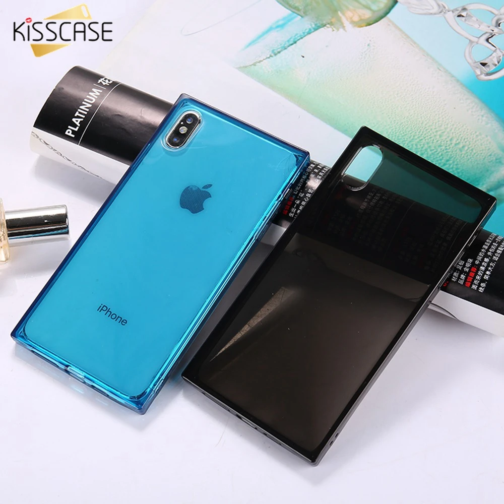 KISSCASE Square Transparent Phone Case For iPhone 5 5S SE X XS Max XR Fashion Colorful Coque 6 6S 7 8 Plus |