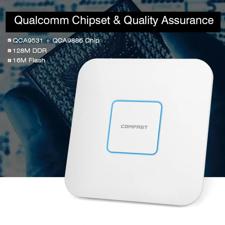 COMFAST беспроводной Ap Cf-E355Ac 1200 Мбит/с потолочный 802.11Ac 5 8G + 2 4G Крытый 48 в Poe мощность 16
