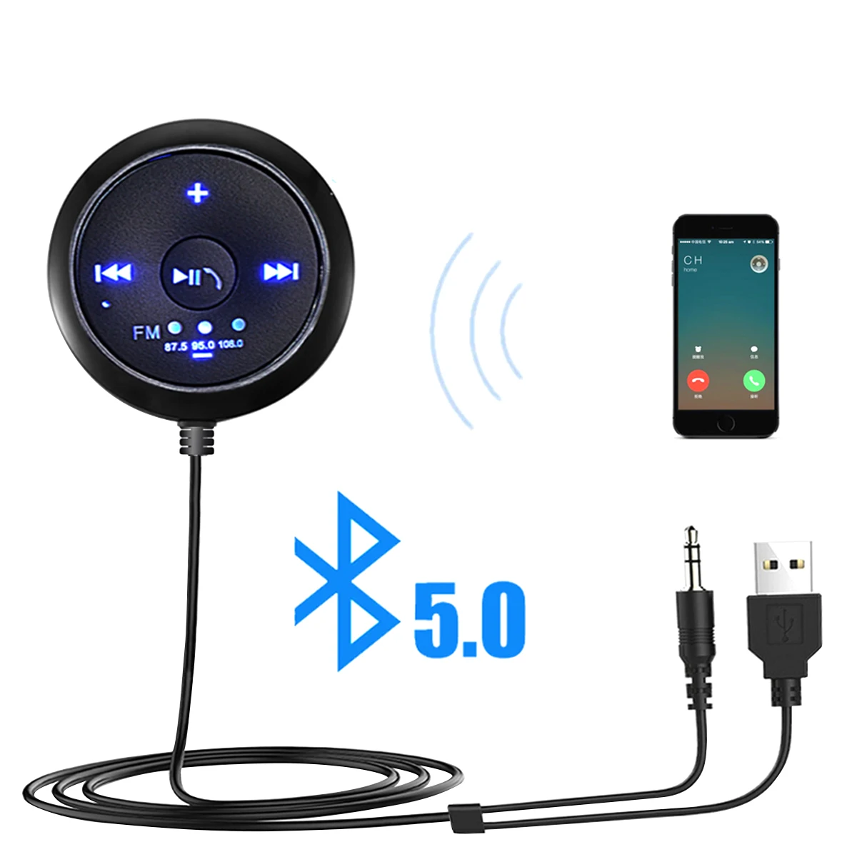 Автомобильный беспроводной аудиоприемник AUX 3 5 мм с Bluetooth 0 музыкальный MP3 плеер