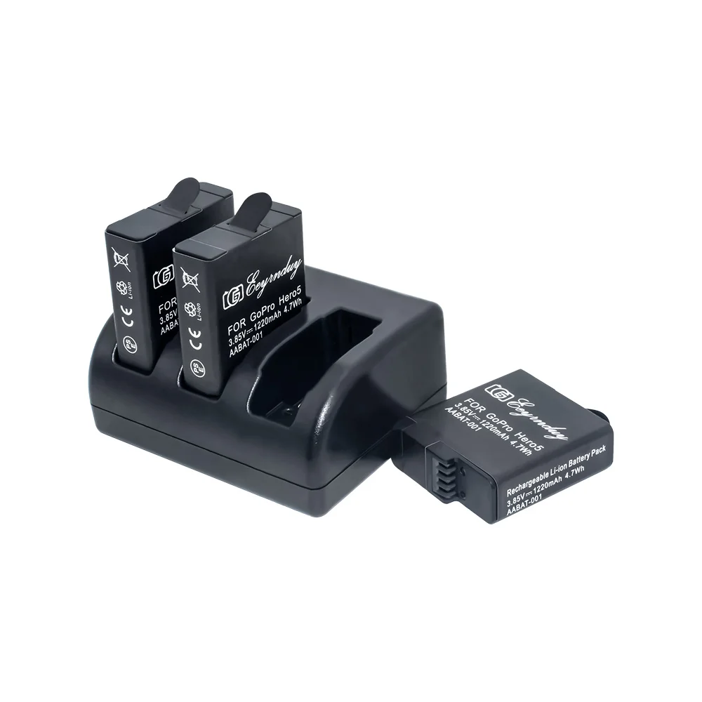 3 Pack аккумуляторная батарея и трехканальное зарядное устройство для GoPro HERO6 Black HERO5