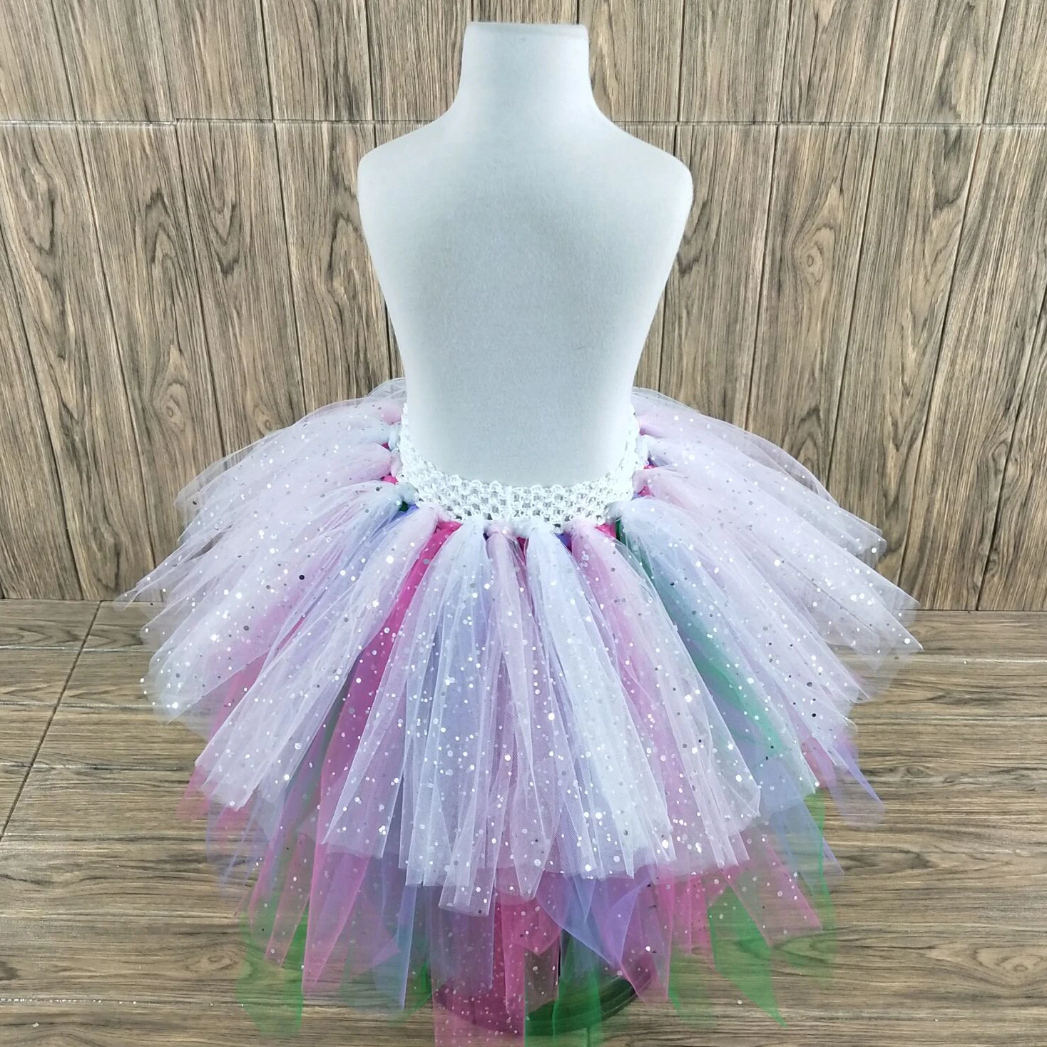 Шикарная блестящая фатиновая юбка пачка с единорогом разноцветная пышная