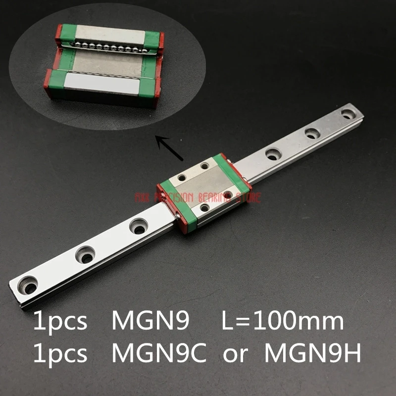 AXK Cnc Router Parts Linear Rail 9mm Linear Guide Mgn9 L= 100mm Rail Way + Mgn9c Or Mgn9h Long Carriage For Cnc X Y Z Axis