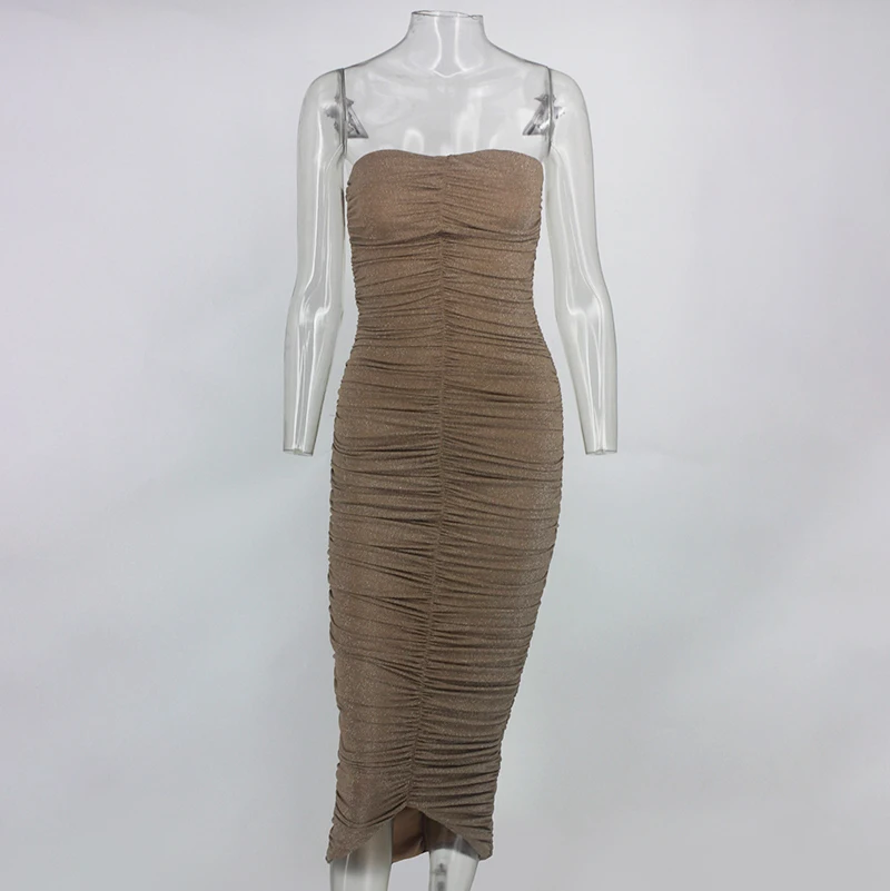 DRESSMECB облегающее светоотражающее платье для женщин с открытыми плечами Макси