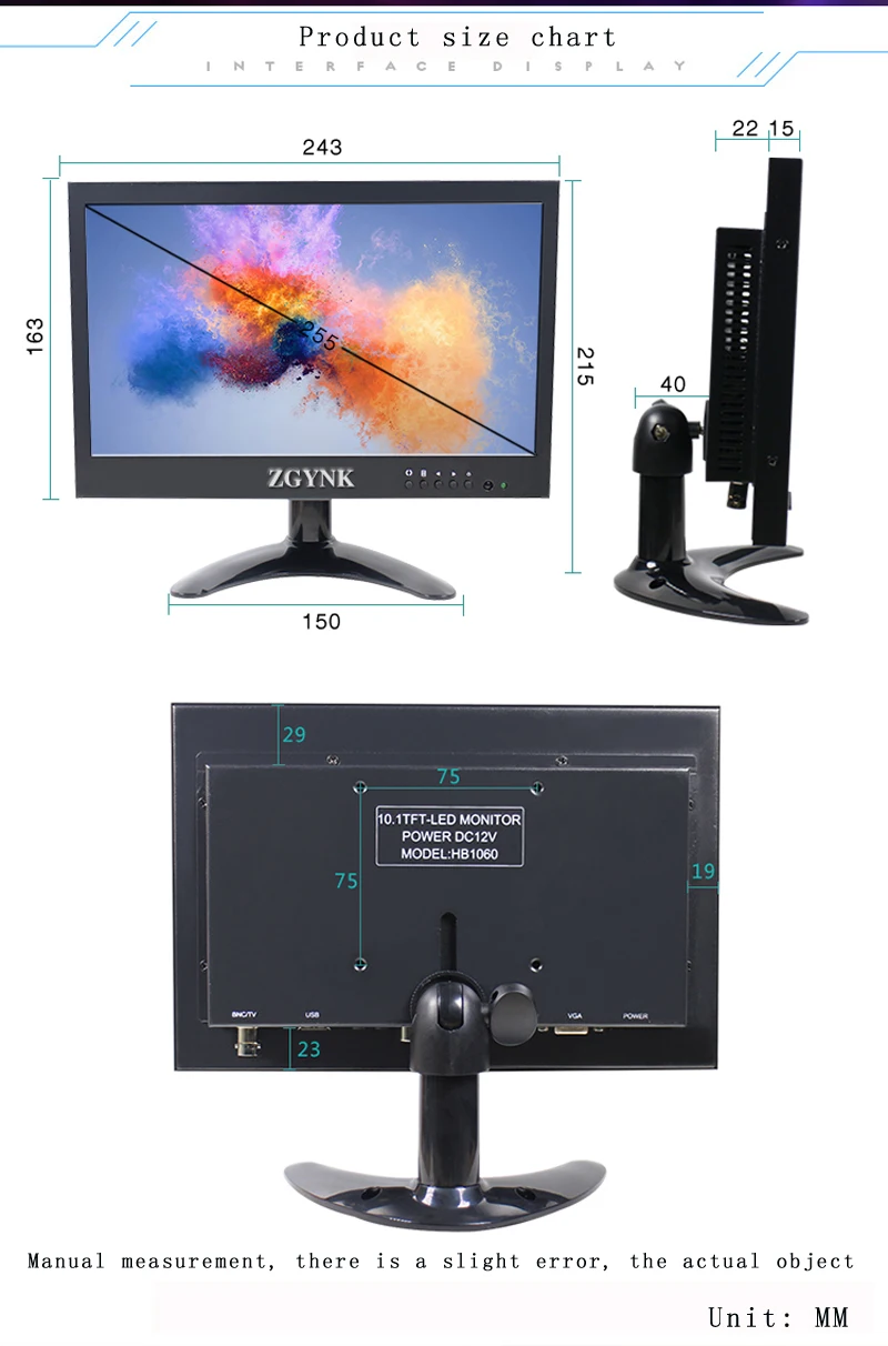 10 дюймовый светодиодный ЖК монитор безопасности HDMI компьютера BNC интерфейс HD