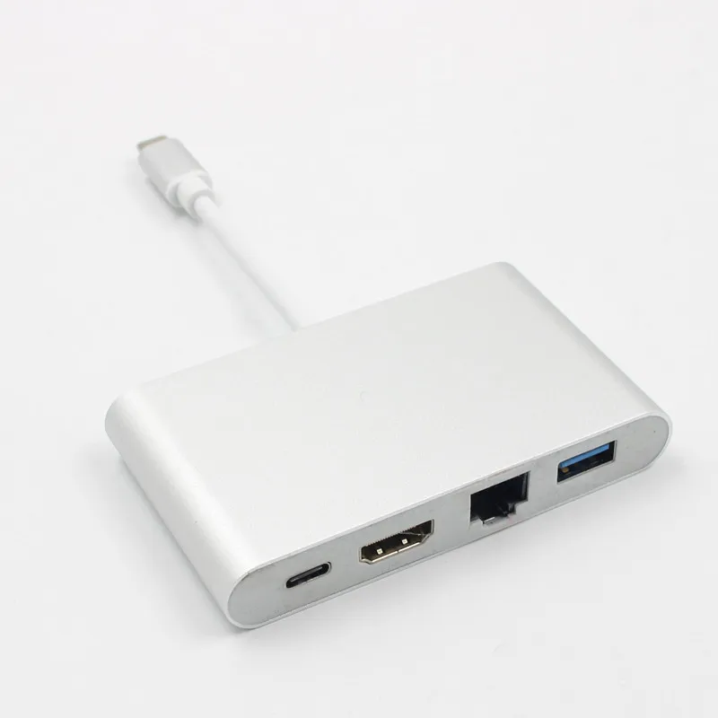 Адаптер 4 в 1 с USB 3 на HDMI 4K RJ45 Ethernet и USB3.0|Компьютерные кабели разъемы| |