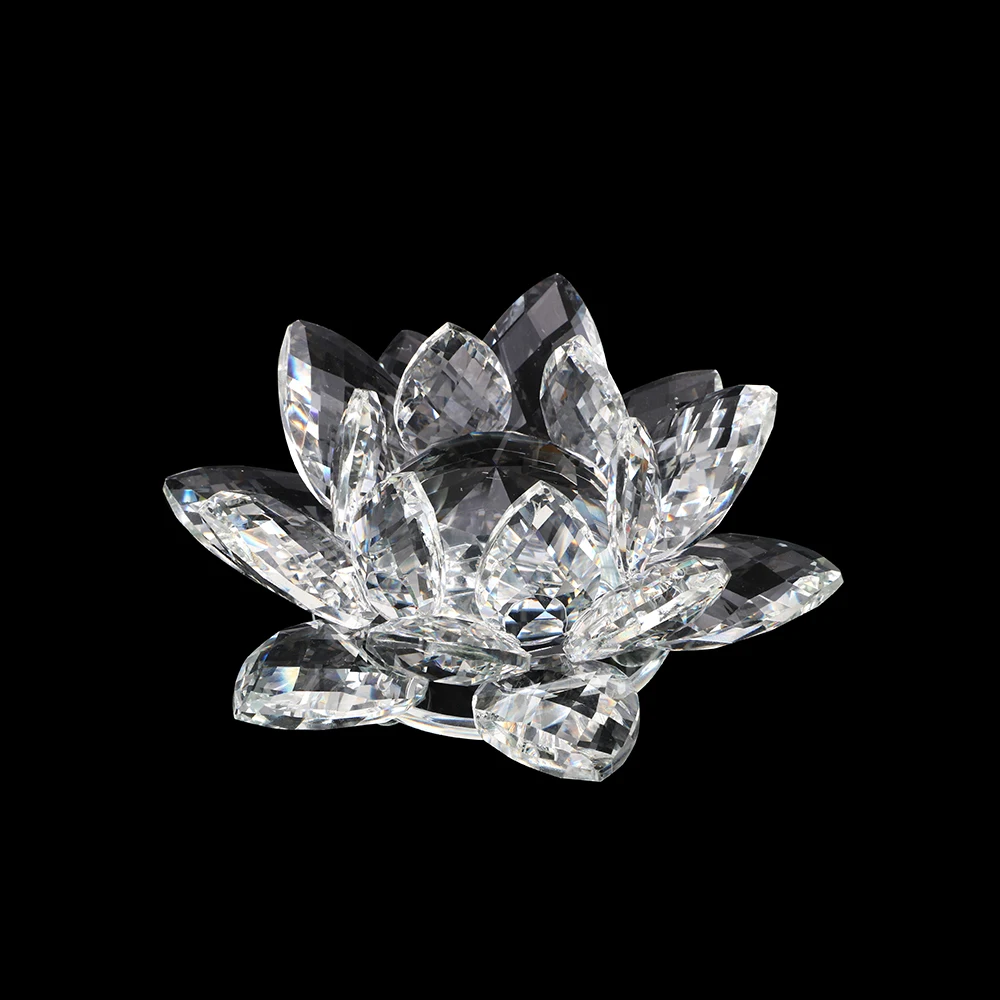 

HOOMIN 30mm/80mm Crystal Lotus Flower Glass Crafts Figurines Paperweight Ornaments Miniatures Gift Home Decoration