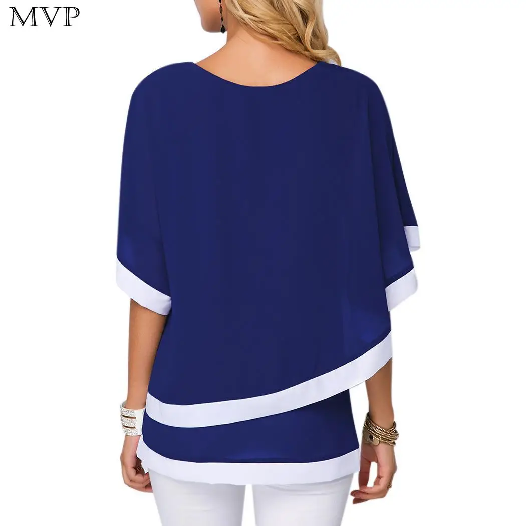 Women Casual Flare Sleeve Irregular Hem Chiffon Blouse Tops Shirt Street Outdoor etc Spring Summer Autumn Stripe |