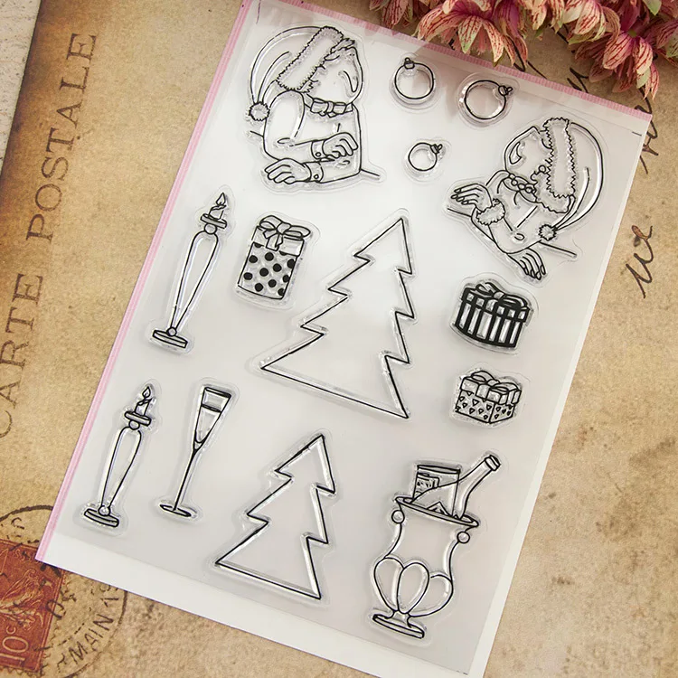 

Christmas Stamp DIY Hand Account Scrapbook Cut Journal Transparent Seal Christmas Stamps Clear Stamps for Scrapbooking