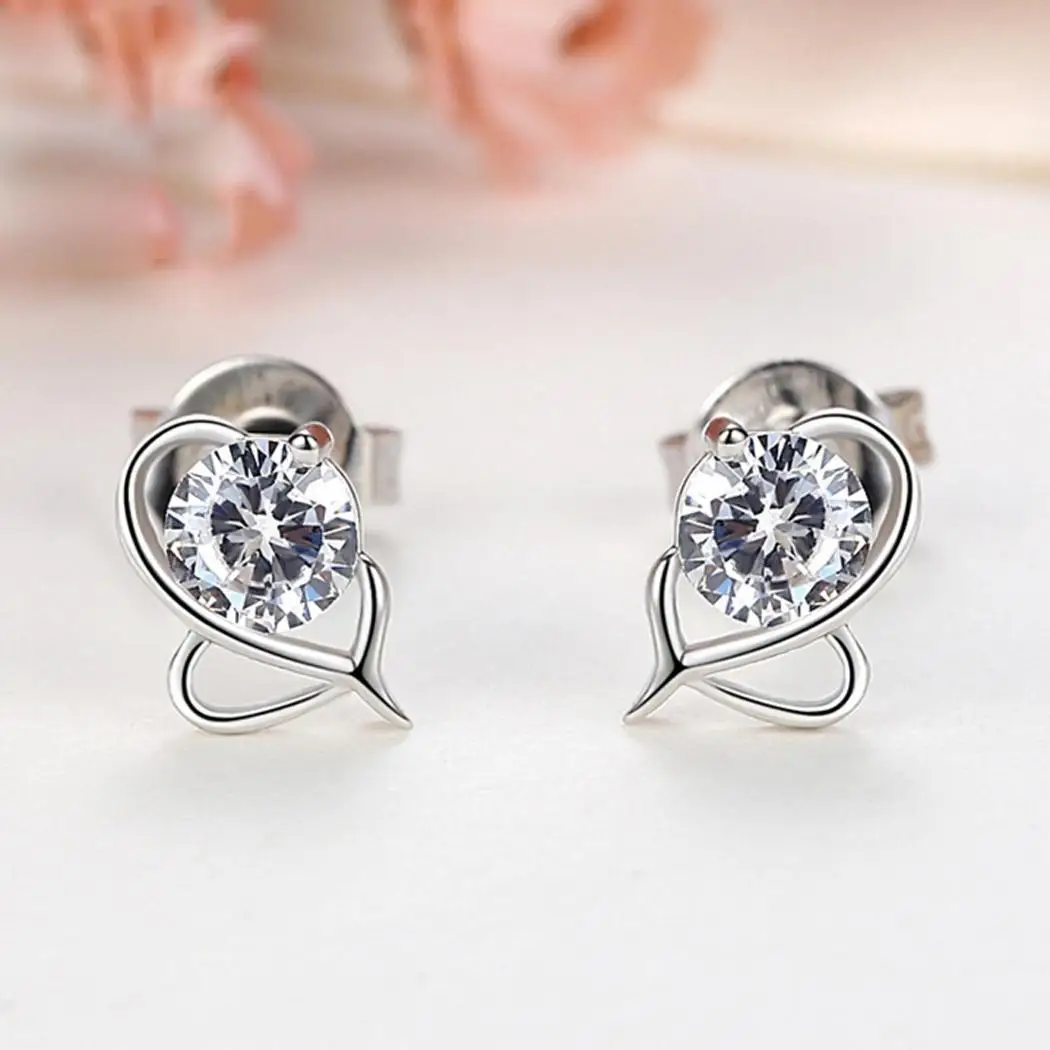 Форма лук шпилька вкладыши Push пирсинг Для женщин серьги Назад серебристыми