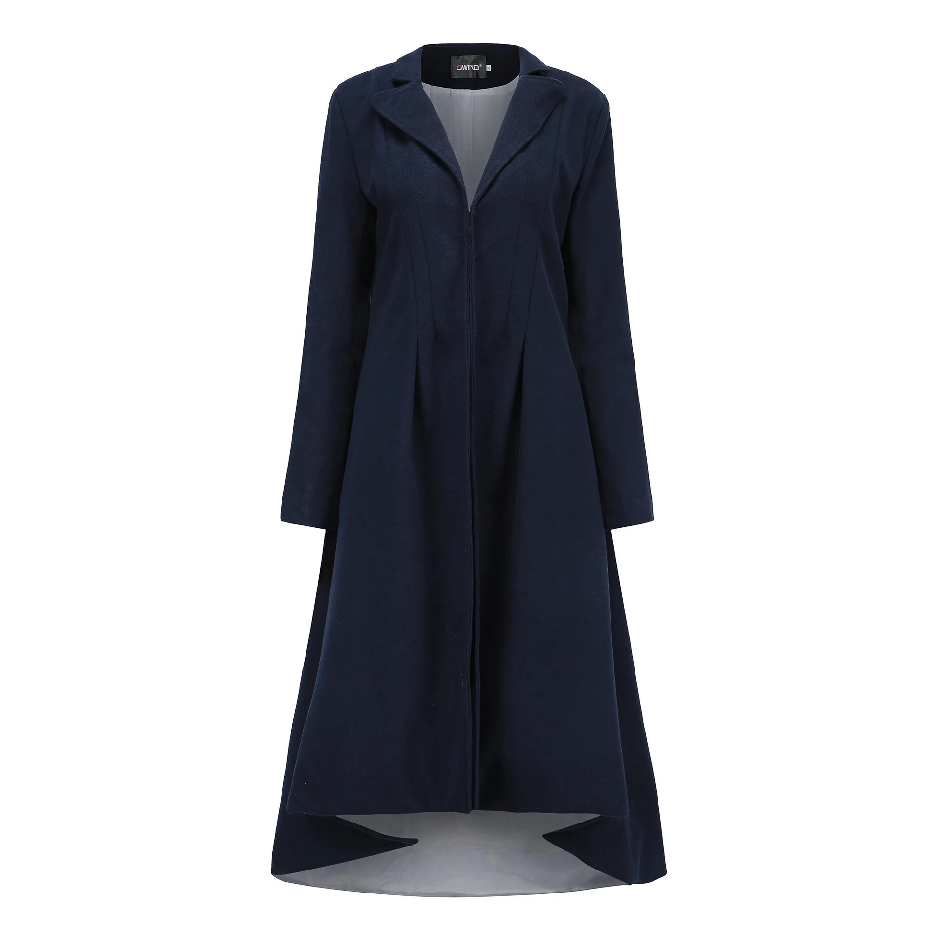 Осеннее Женское шерстяное длинное черное пальто-Тренч с ласточкиным хвостом, приталенное платье-Блейзер, 4xl, 5xl размера плюс, свободный Готический Тренч, верхняя одежда