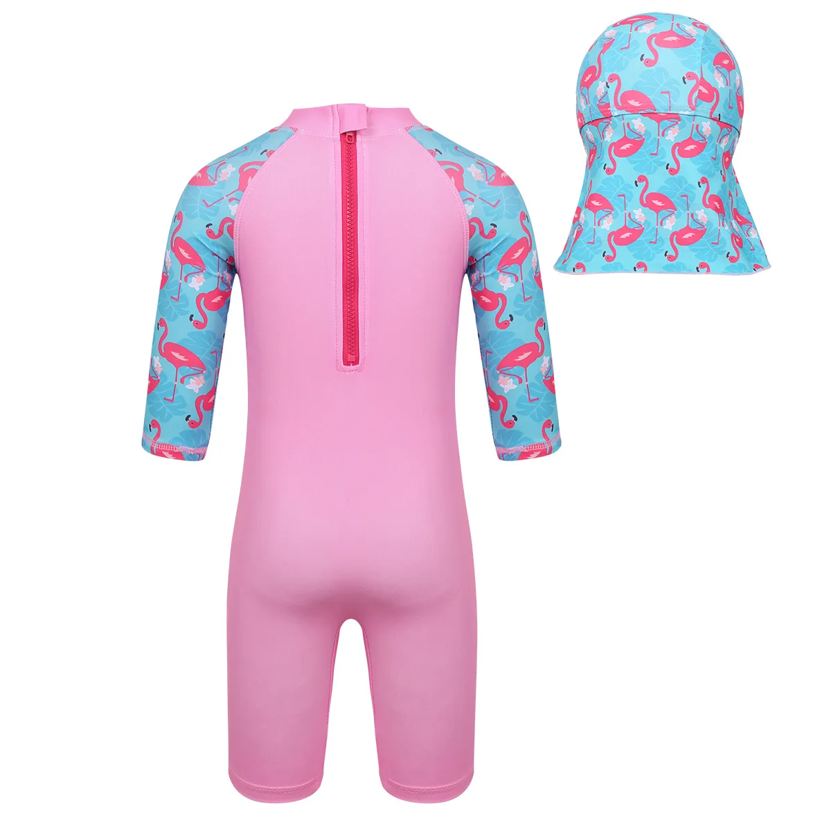Детский слитный купальник TiaoBug с принтом рыбок/фламинго на молнии для девочек