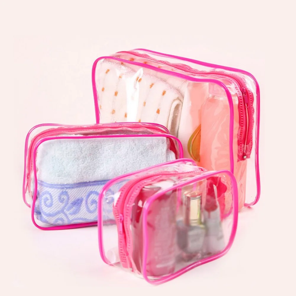 

Waterproof Portable Transparent PVC Cosmetic Bags Sets Travel Toiletry Makeup Bags Storage Organizer Clear Make Up Beauty Cases