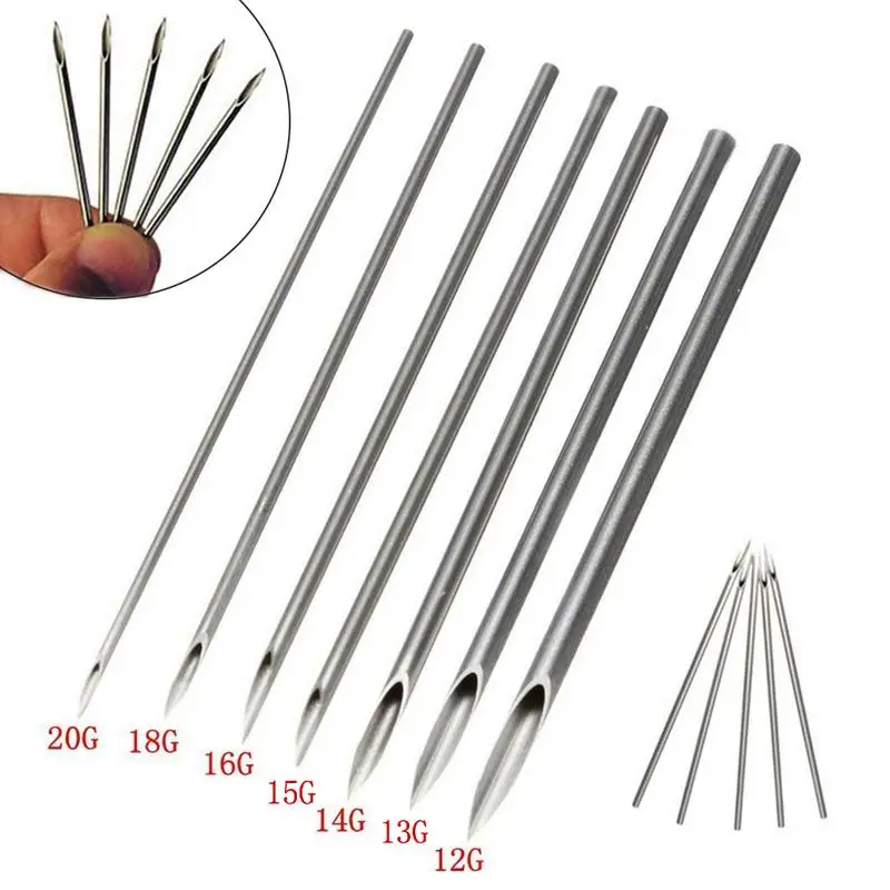 100 шт./компл. иглы для пирсинга тела хрящевой ткани губ языка ушей носа поставка