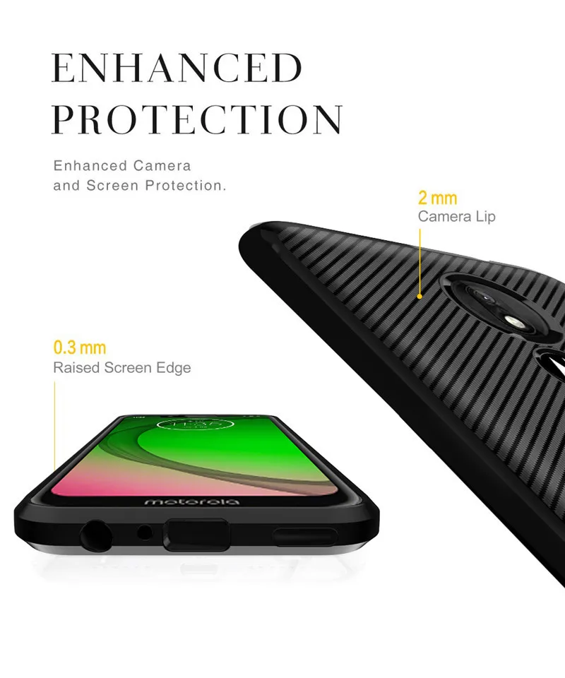 Чехол из углеродного волокна для Moto Z4 Play G7 Plus мягкий ударопрочный чехол ТПУ с