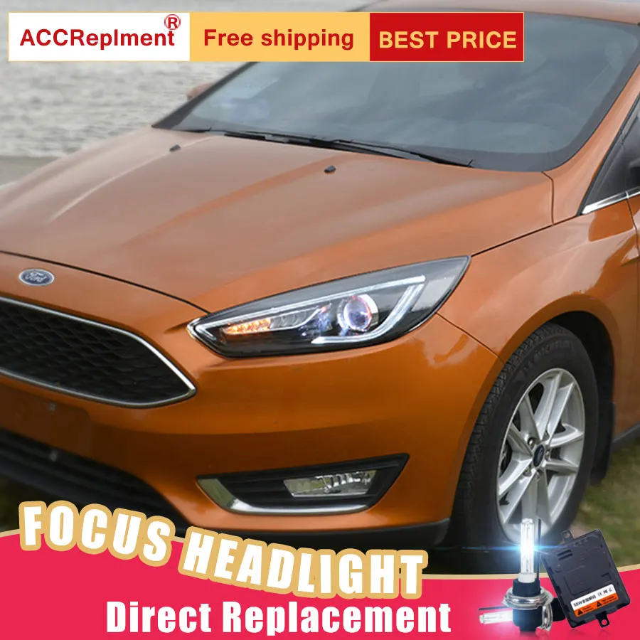 2 шт. светодиодный фары для Ford focus 2015-2018 Автомобильные ангельские глазки комплект