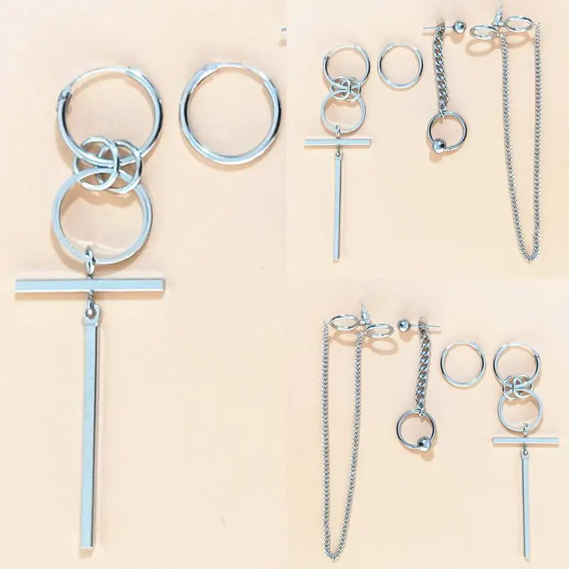 4 шт./компл. серьги корейский стиль длинные Для мужчин Bangtan мальчики Серебряные