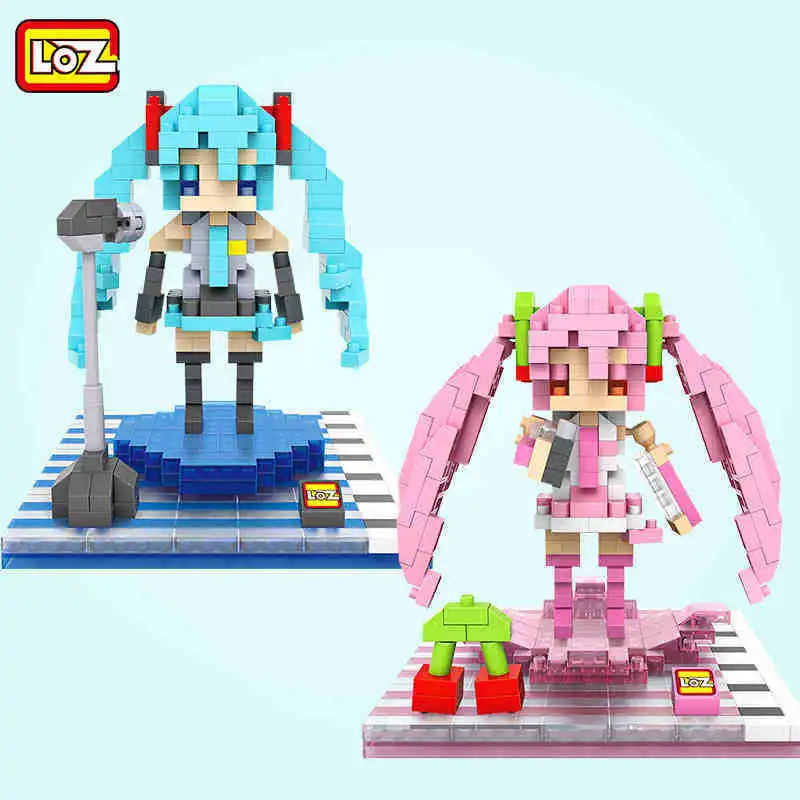 LOZ Mini Blocks Cartoon building Bricks Anime brinquedos Model HATSUNE MIKU Educational Kids toys Girls Present 9534-9535 | Игрушки и