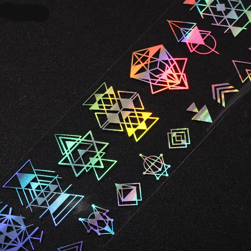 

1 Roll 4*100cm Holographic Laser 3D Nail Stickers Nail Foil Retro Geometric Flowder Sliver Star Nail Art WaterTransfer