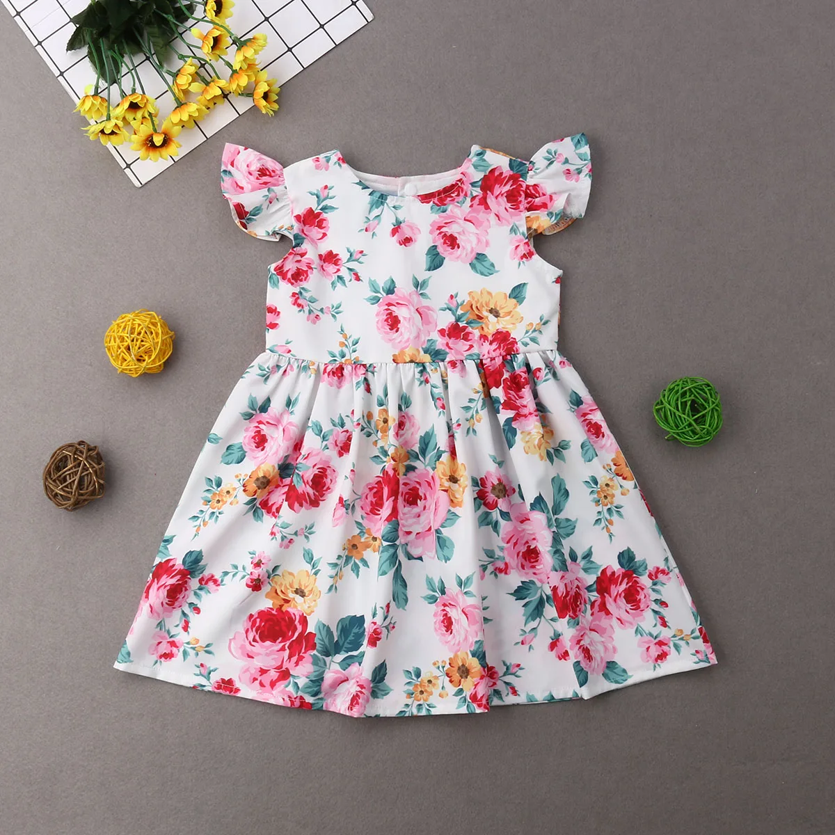 2019 Canis Summer Infant Baby Girl Kids Short Sleeve Casual Party Princess Outfit Clothes Floral Dresses | Детская одежда и обувь