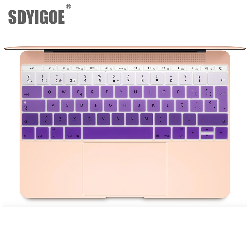 

Spanish EU Silicone Keyboard Protector Cover Skin Protective Film For Mac Book pro 13 Not touch bar 12 Colorful keyboard film