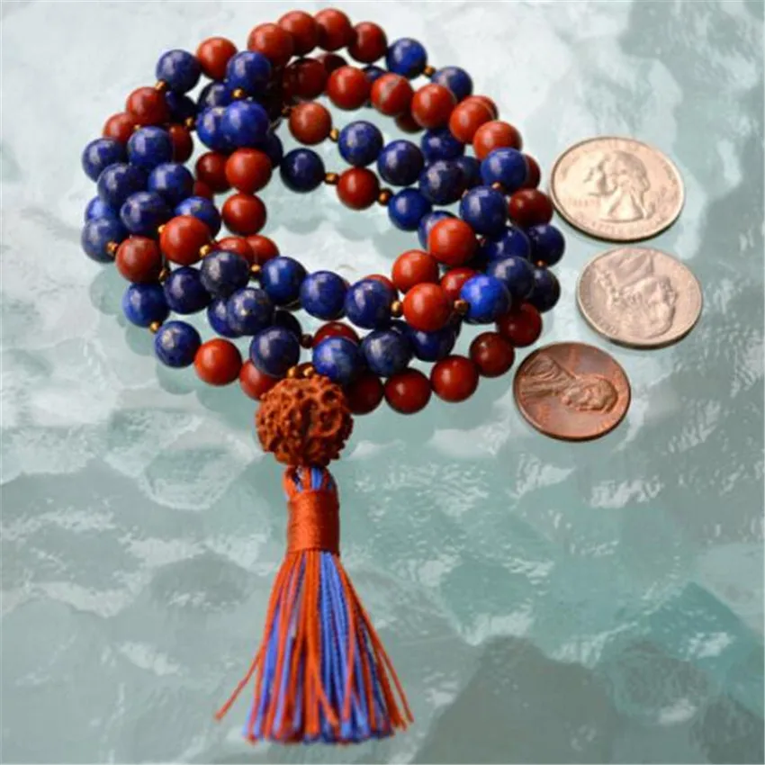 8 мм Lapis Lazuli Rhodochrosite 108 колье недорогое Исцеление натуральная Йога ручная работа