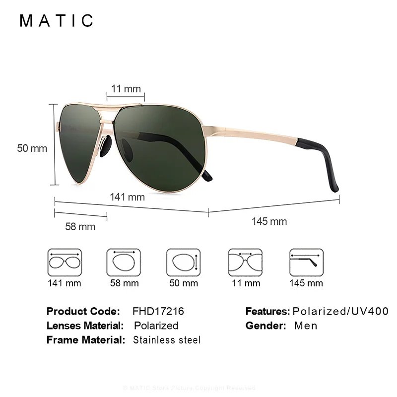 Солнцезащитные очки-авиаторы MATIC мужские/женские Модные антибликовые солнечные