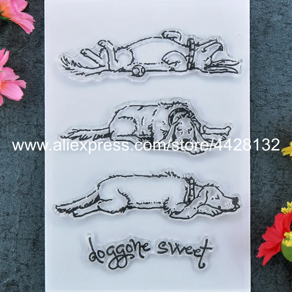 Собака doggone сладкий скрапбук DIY фото карты резиновый чистый штамп для