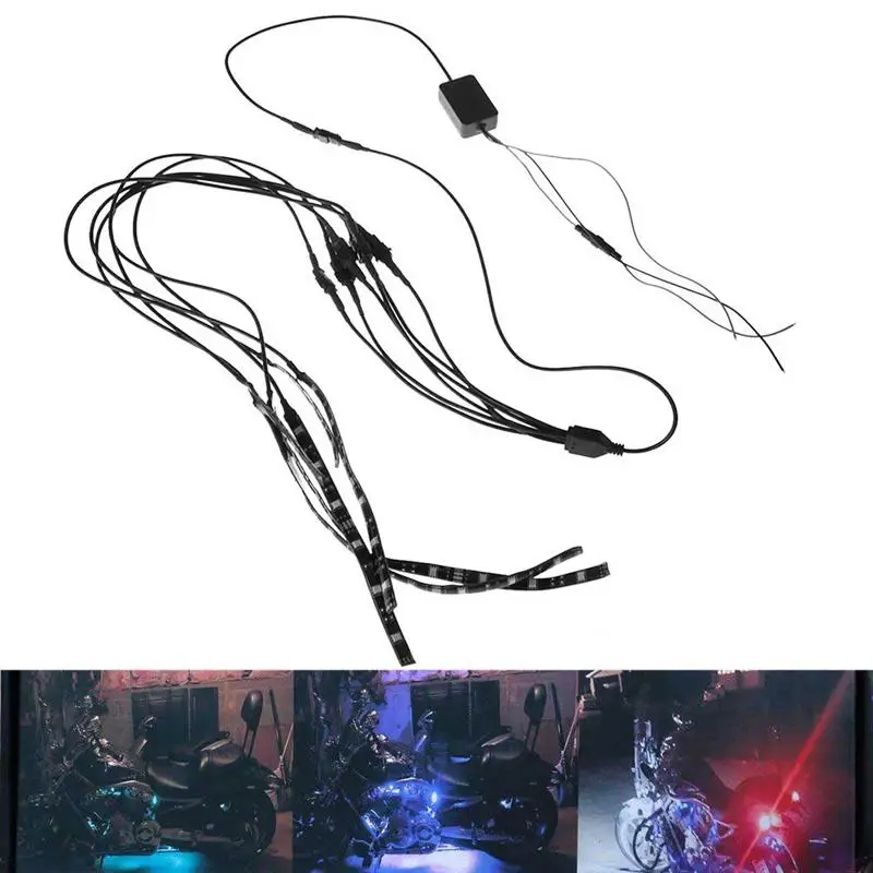 12V мотоцикл RGB Светодиодные полосы света Комплект многоцветный акцент светящиеся
