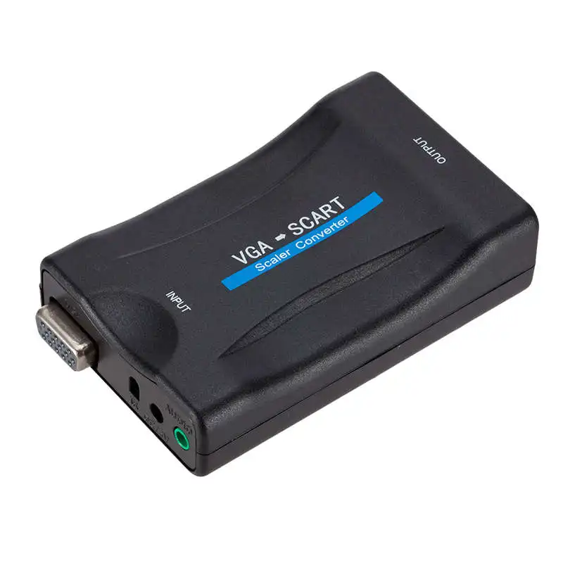 Vga к Scart видео аудио конвертер адаптер с дистанционным управлением Usb Dc кабель