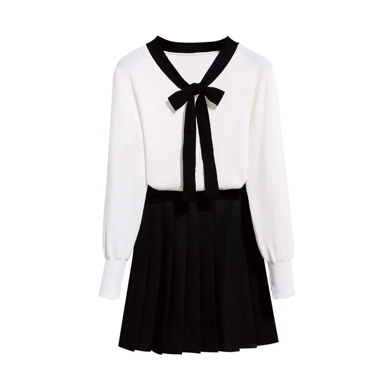 Новинка Весна 2019 Модный женский вязаный свитер с бантом в Корейском стиле топ и