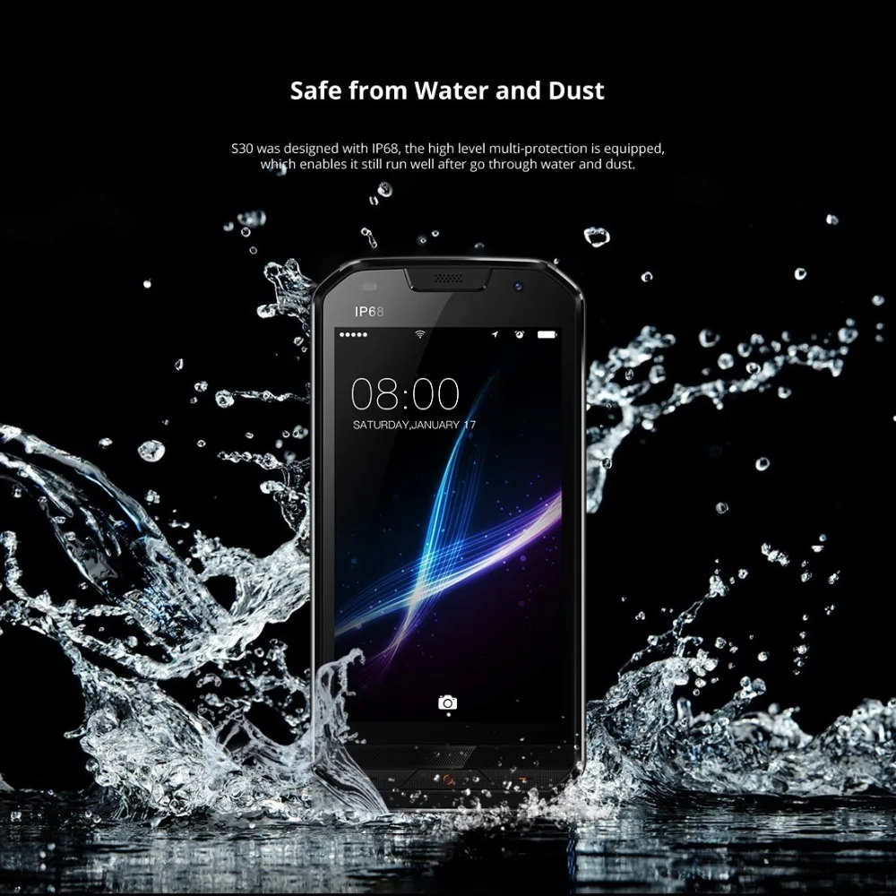 Doogee S30 Ip68 Водонепроницаемый 8 Мп задняя двойная камера мобильный телефон 5580 мАч 5 0
