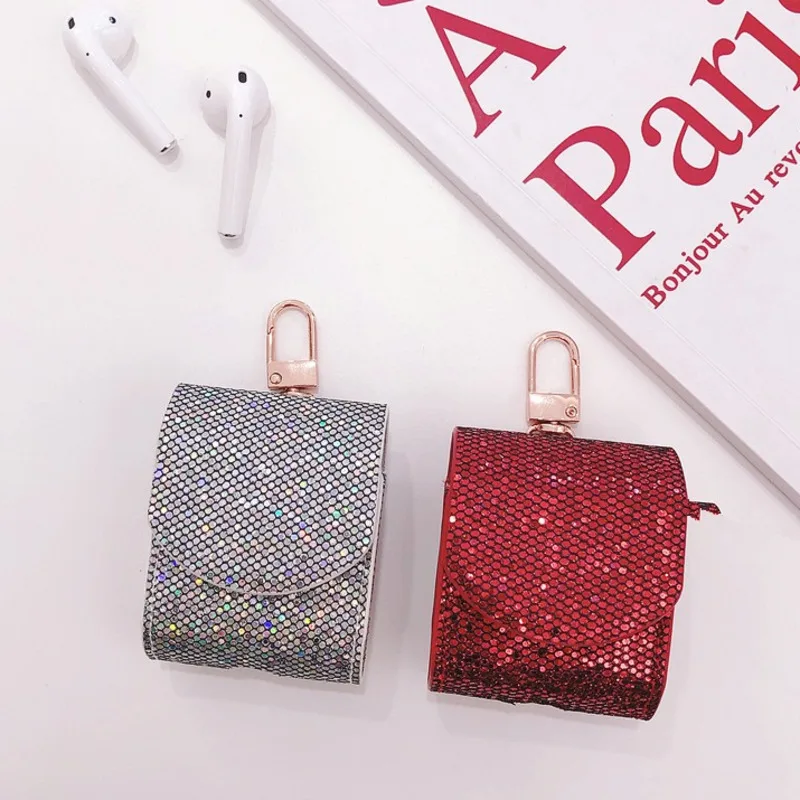 Чехол с блестками для Apple Airpods 1 2 Coque милые мягкие блесток Pothook аксессуары