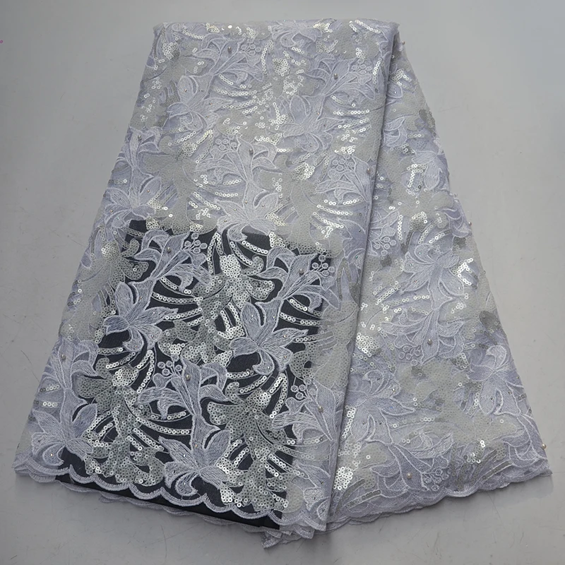 

Best sale handcut embroidered beaded organza sequins lace fabric 2019 high quality African french tulle lace fabric for wedding