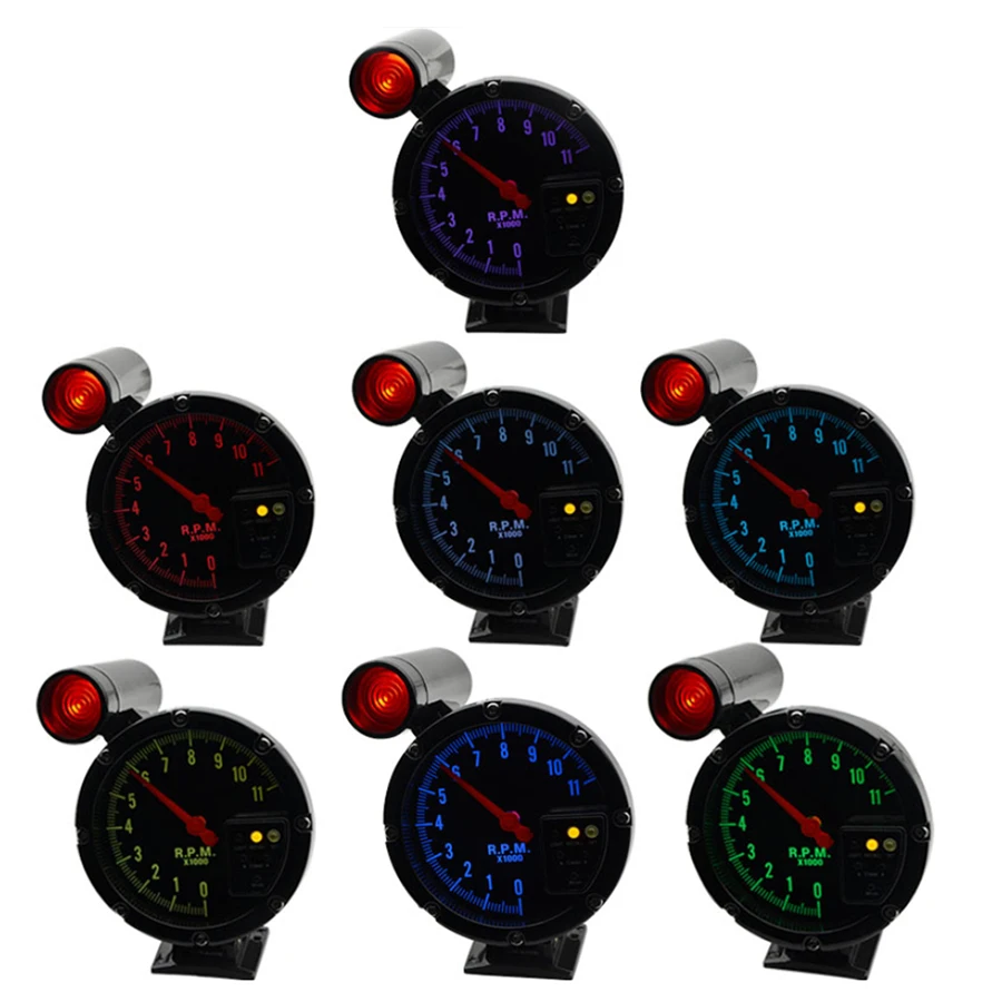 Светодиодный Тахометр 5 дюймов 11000 к 7 цветов задний светильник об/мин 12 В для