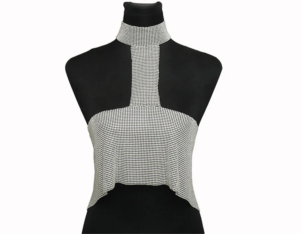 Кристалл Серебряный Золотой металлический сетчатый Холтер ожерелье ремень