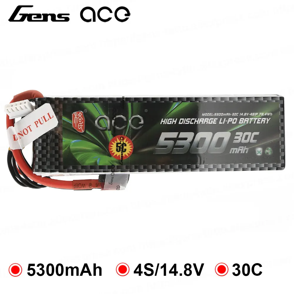 Аккумулятор Gens ace Lipo 4S 5300 мАч 14 8 в аккумулятор для радиоуправляемого самолета