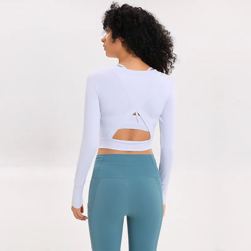 Half Yoga Jacket Woman Self-cultivation Thin Run Bodybuilding Long Sleeve Speed Do Training Motion Serve | Спорт и развлечения