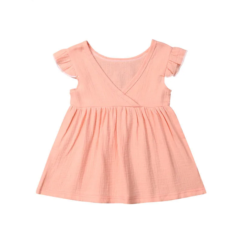 Fashion Toddler Kids Baby Girl Casual Dress Sleeveless Solid Color Party Sundress O-Neck Family Clothes Cotton Hot Sale | Детская одежда