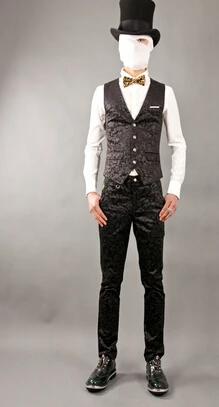 2020 New fashion men's dark suit men skull costume printed costume singer costumes mens suits