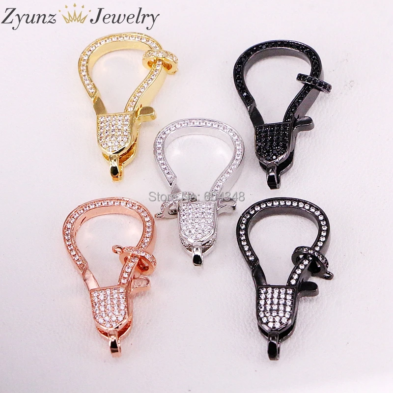 

5PCS ZYZ325-0123 Large Lobster Clasp, Micro Pave CZ Lobster Clasps, CZ Cubic Zirconia, Jewerly Clasps