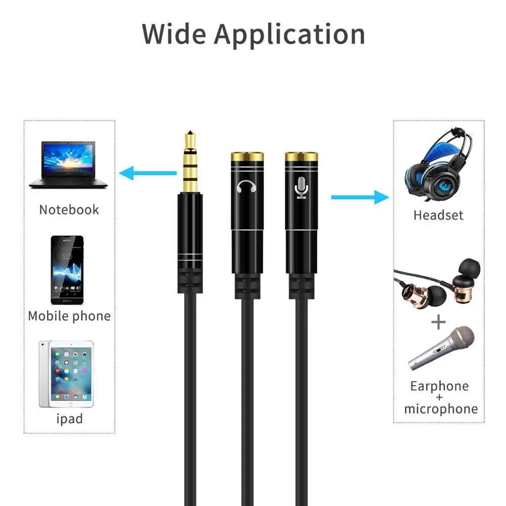 Hi Fi 4 полюсный аудиокабель с разъемом 3 5 мм сплиттер Y для наушников и переходник