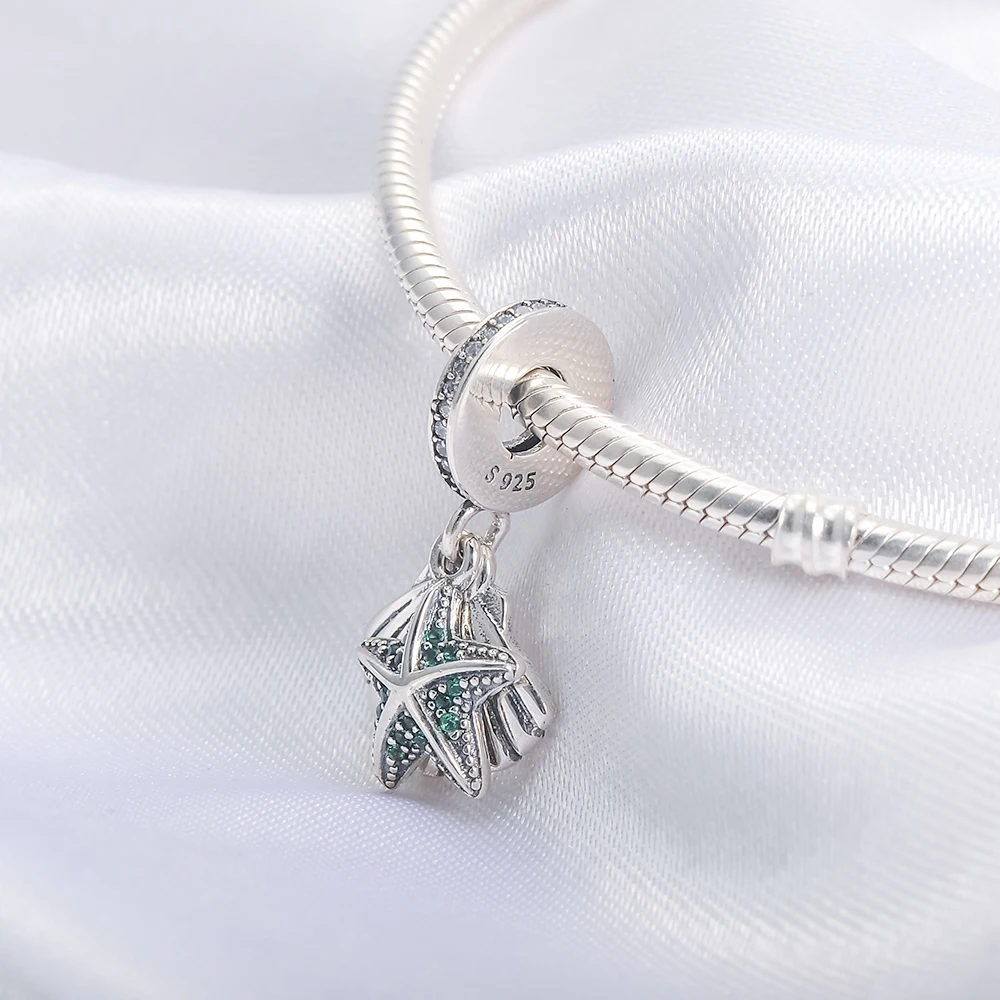 Devolove 925 стерлингового серебра Морская звезда оболочки кулон Бусины fit Pandora