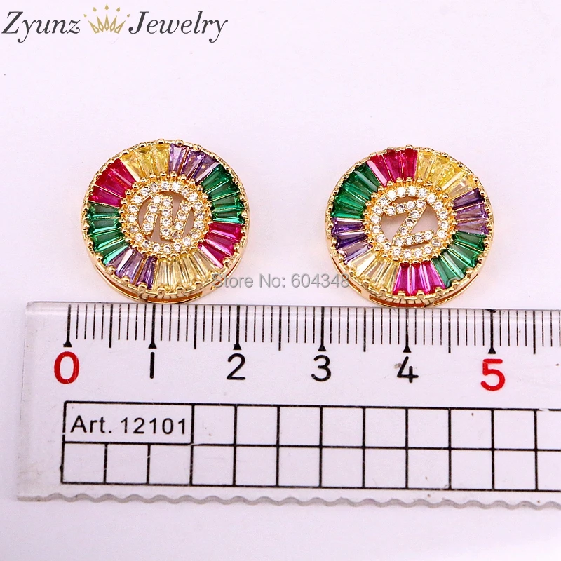 

10PCS ZYZ337-8447 New Trendy Letters Bracelet Micro Pave Rainbow CZ Zirconia Charm Bracelets Women Fashion Jewelry