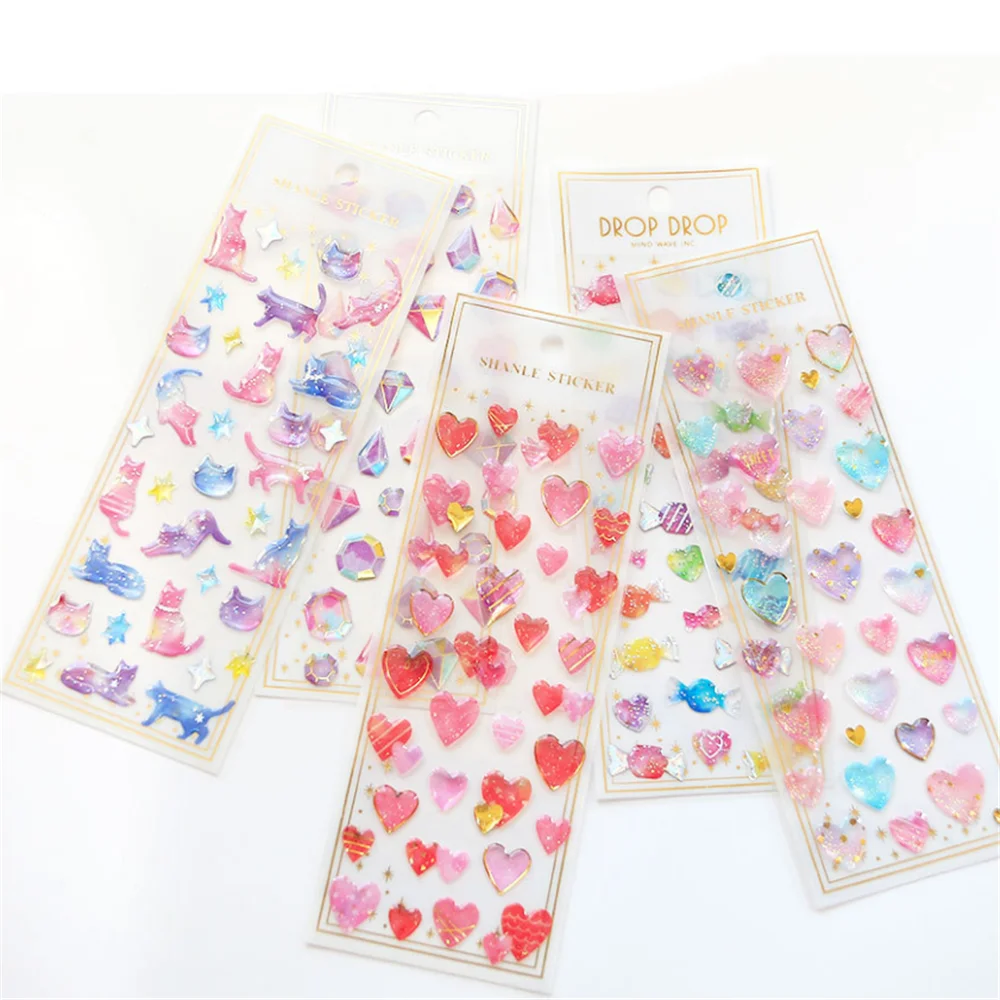 2pcs Cartoon Crystal 3D Stickers Kawaii Stationery DIY Scrapbooking Diary Notebook Decorations Cute Self Adhesive | Канцтовары для